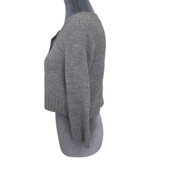 NGuage Womens Medium Gray Acrylic Button-Down Cropped Cardigan Sweater - Picture 2 of 5